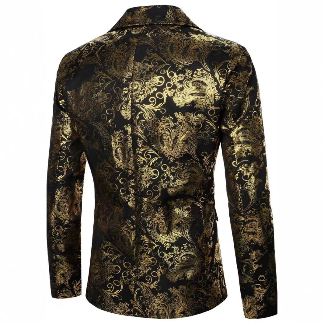 Herren Eleganter Pailletten-Blazer im floralen Design Echoarchiv