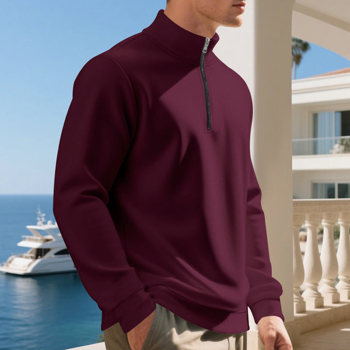 Herren sportlicher Pullover mit halbem Reißverschluss und atmungsaktiver Struktur Echoarchiv