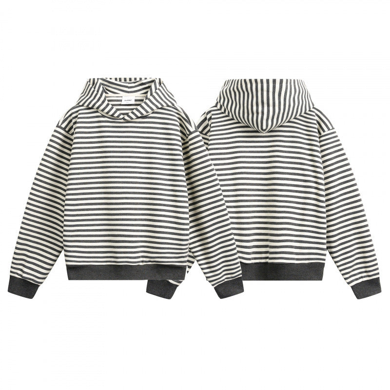 Unisex Gestreifter Oversize-Hoodie aus Baumwoll-Mix mit Rippbündchen Echo Archiv