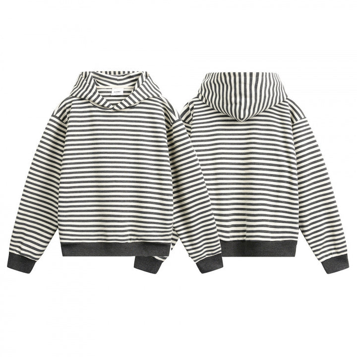 Unisex Gestreifter Oversize-Hoodie aus Baumwoll-Mix mit Rippbündchen Echo Archiv