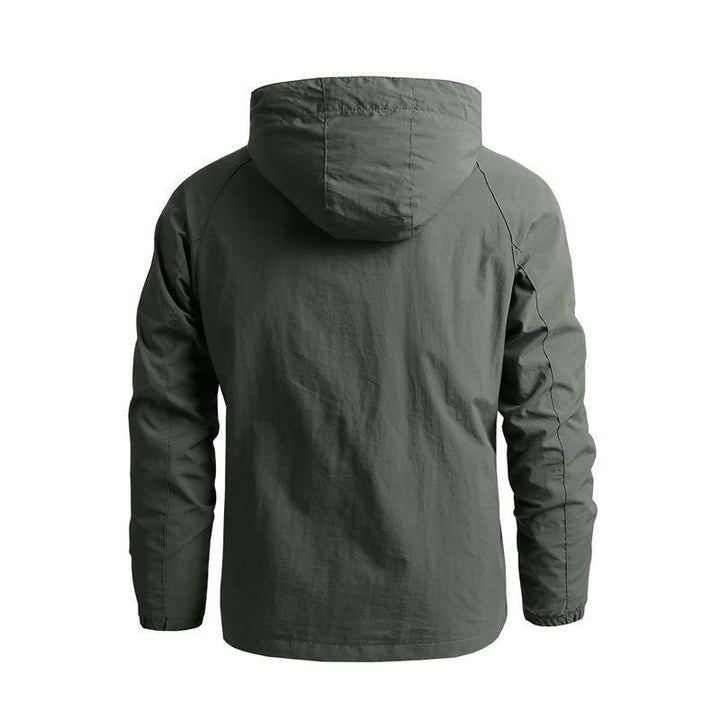 Herren leichte technische Kapuzen-Fieldjacke mit Brustreißverschluss und Multifunktions‑Taschen Echoarchiv
