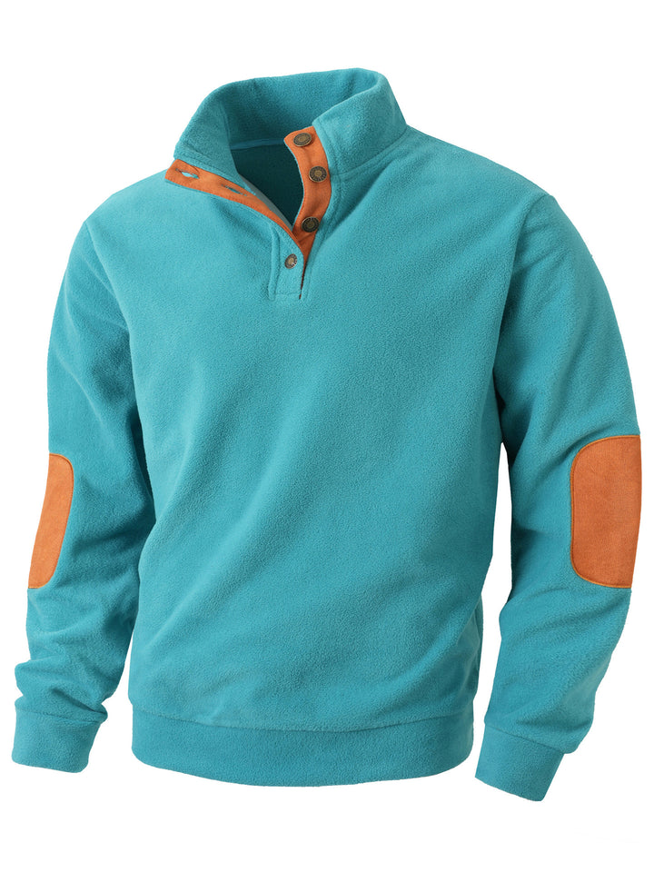 Herren Fleece Pullover mit modischem Stehkragen und Kontrastdetails Echoarchiv