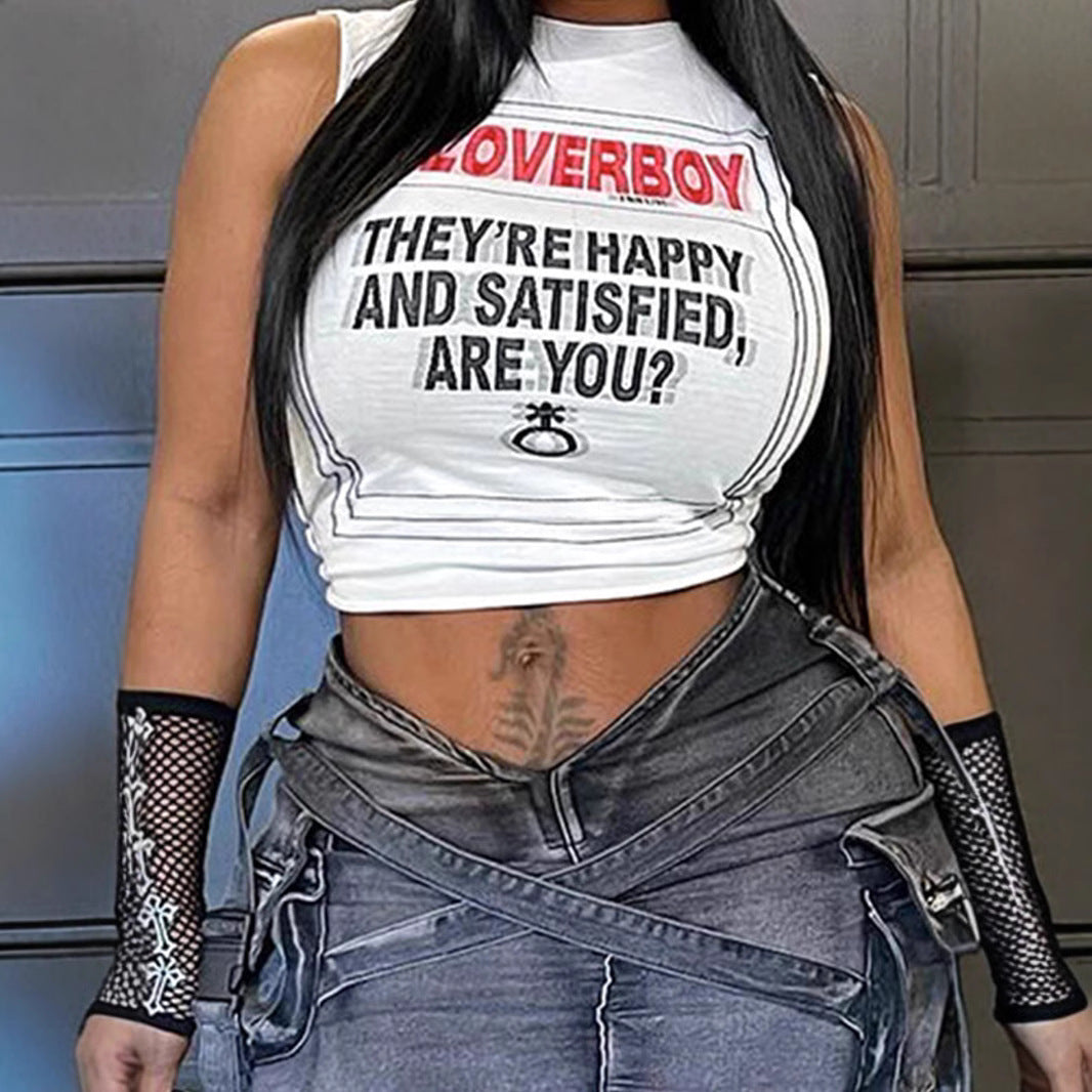 Damen Crop-Top mit kreativem Schriftzug und lässigem Schnitt Echo Archiv
