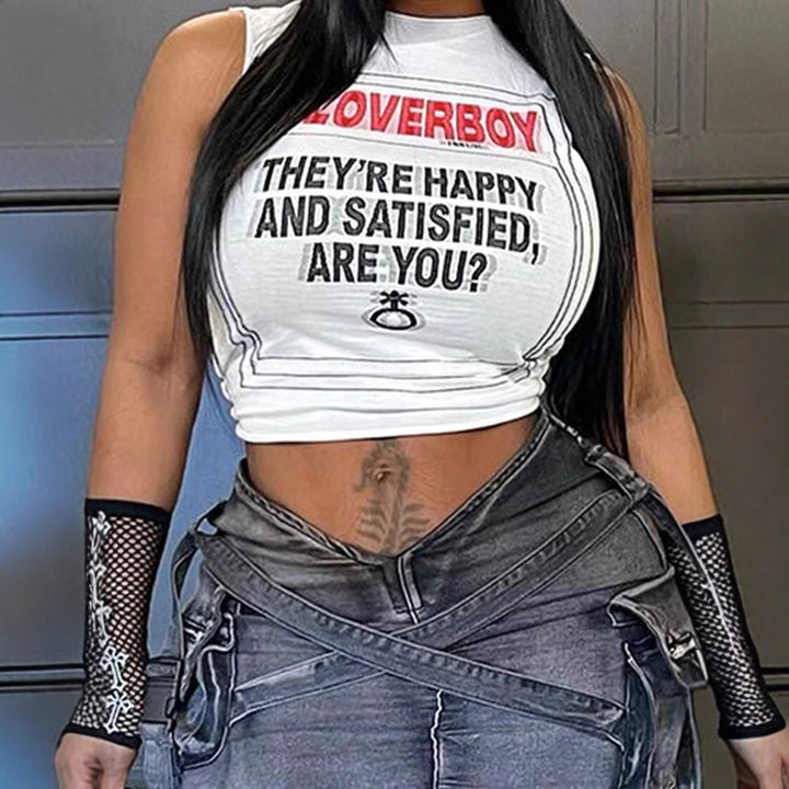 Damen Crop-Top mit kreativem Schriftzug und lässigem Schnitt Echo Archiv
