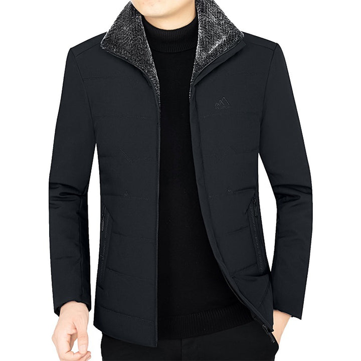Herren Thermo-Stehkragenjacke mit weichem Teddyfutter und Reißverschlusstaschen – Taviero