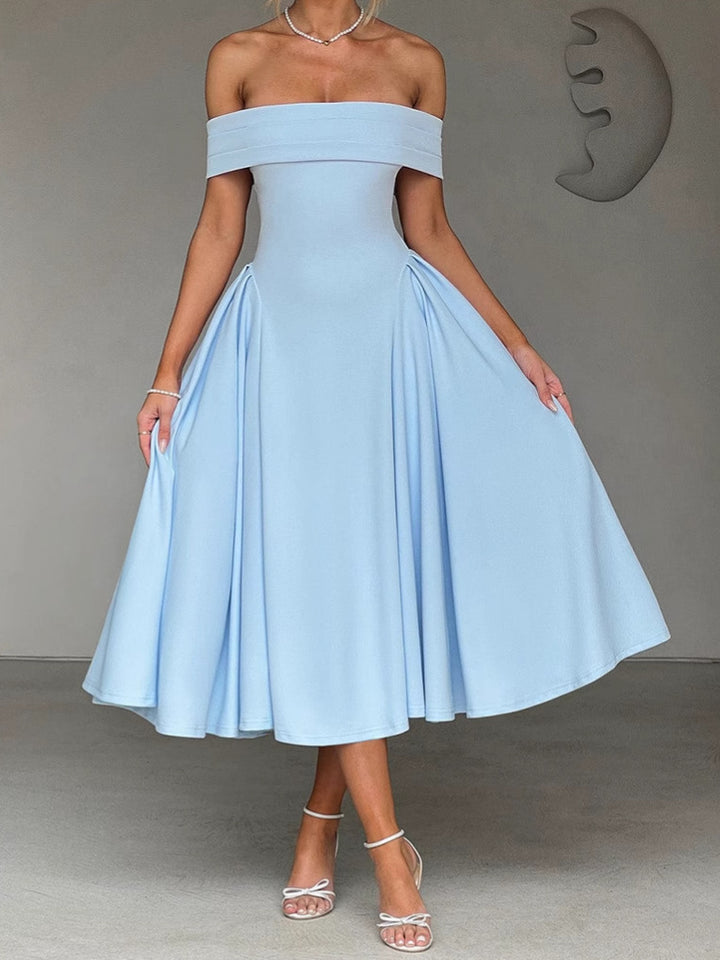 Damen Off-Shoulder Maxikleid mit Taschen und eleganter Silhouette Echo Archiv