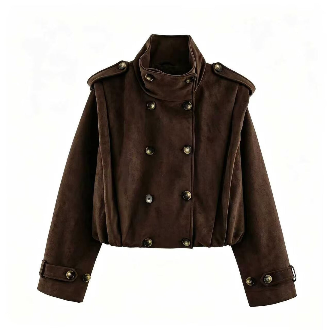 Damen Kurzjacke im Matrosen- und Military-Mix mit hohem Stehkragen, Epauletten und tailliertem Gummizug Echoarchiv