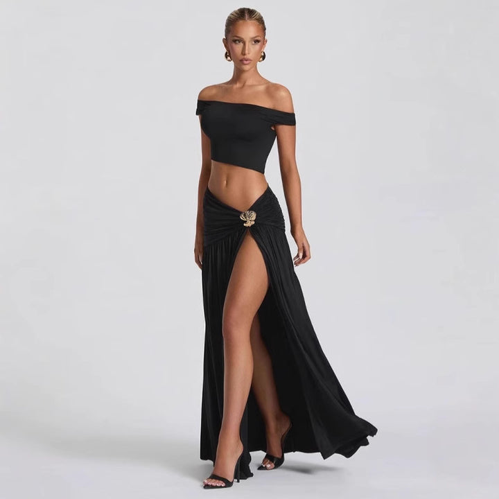 Damen Crop-Oberteil mit schulterfreiem Design und eleganter Drapierung Echo Archiv