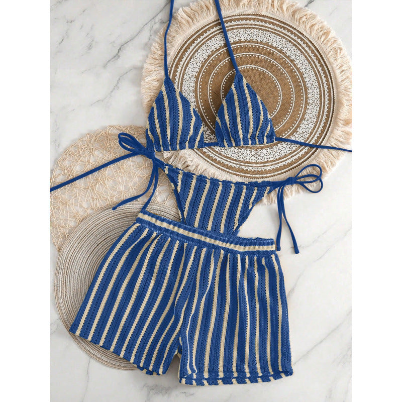 Damen Bikini-Set mit Rüschen und verspieltem Streifenmuster Echo Archiv
