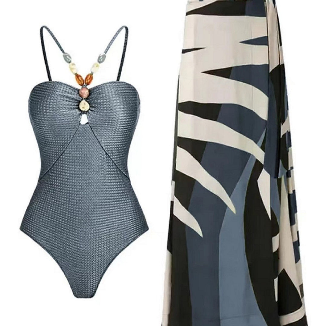 Damen Badeanzug mit trendigem Cut-Out und elegantem Wickelrock Echo Archiv