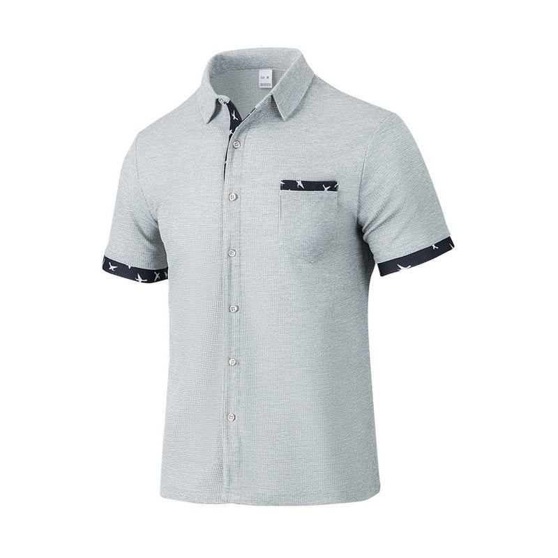 Herren Kurzarm-Hemd mit modischem Kragen und einzigartigem Muster Echoarchiv