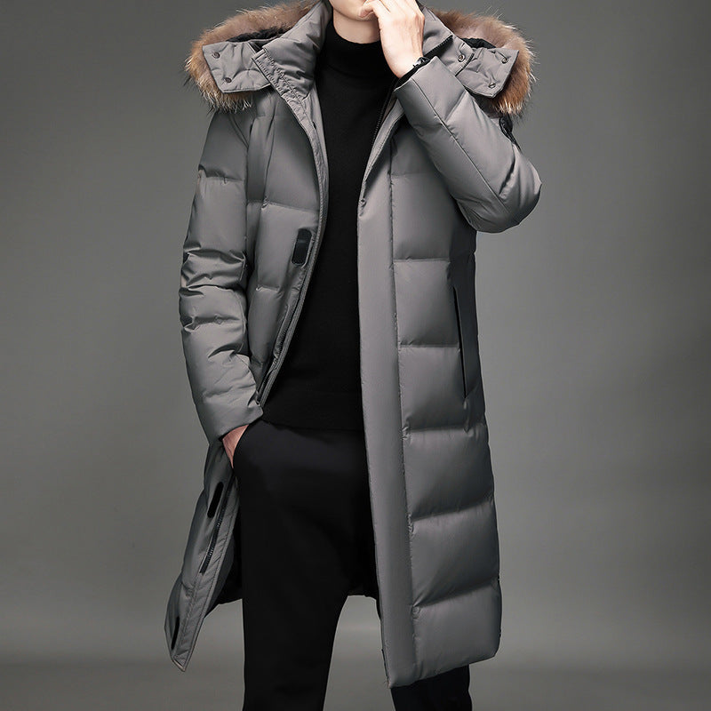 Herren Lang geschnittener Slim-Fit Steppparka mit abnehmbarer Kapuze und Thermofutter Echo Archiv