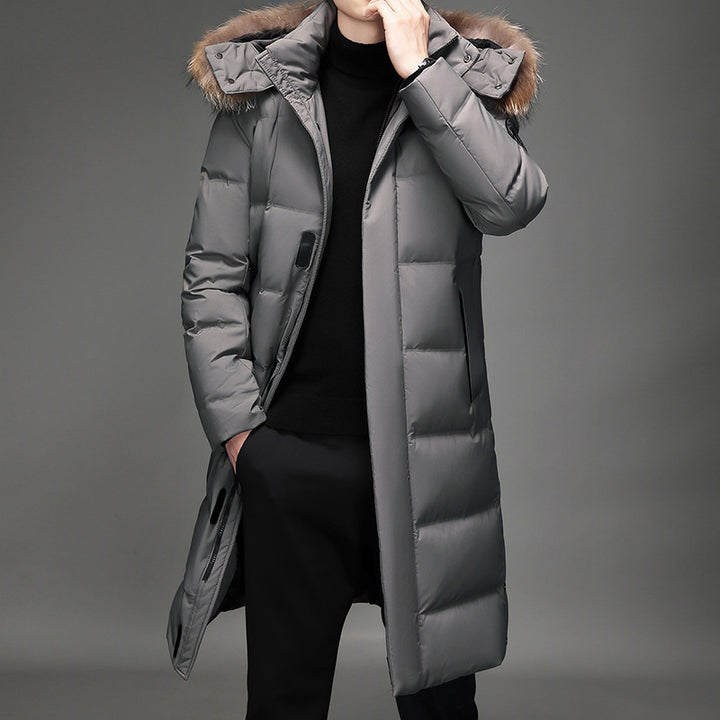 Herren Lang geschnittener Slim-Fit Steppparka mit abnehmbarer Kapuze und Thermofutter Echo Archiv