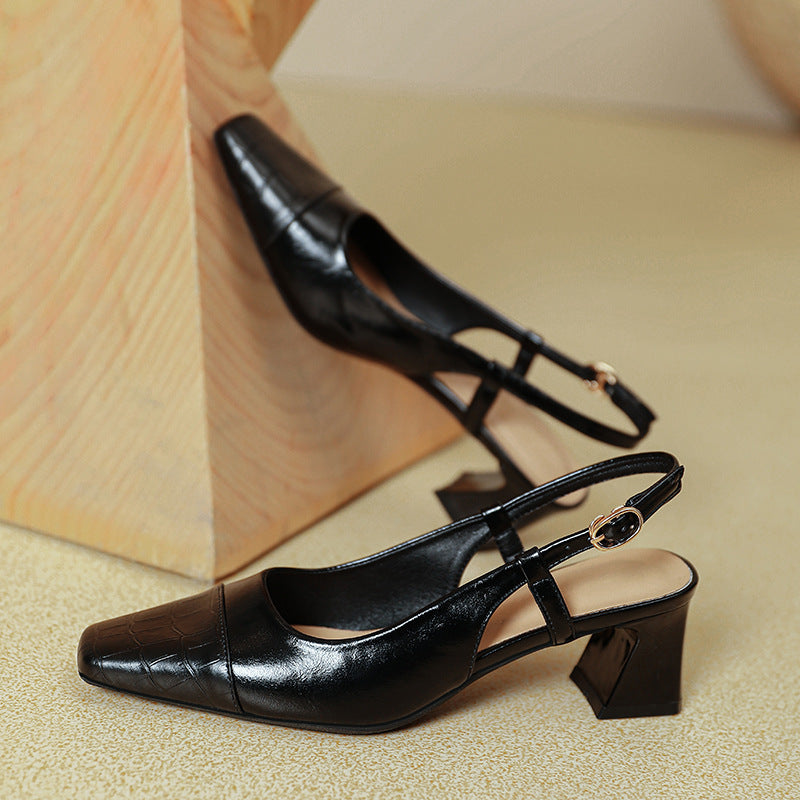 Damen Slingback-Pumps mit metallischem Obermaterial und edlem Blockabsatz Echoarchiv