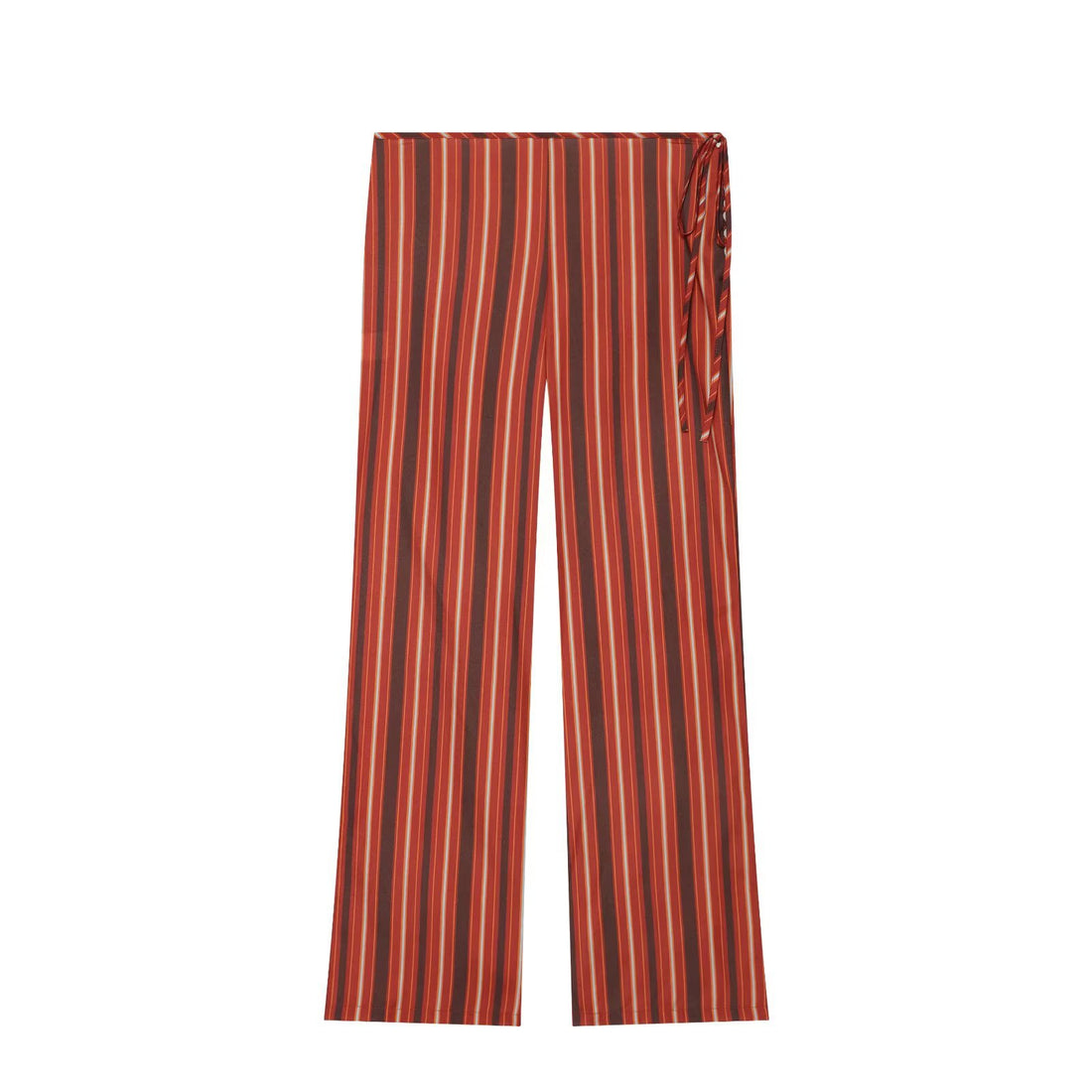 Damen Weite Highwaist-Hose mit vertikalen Streifen und seitlicher Bindeschlaufe Echo Archiv