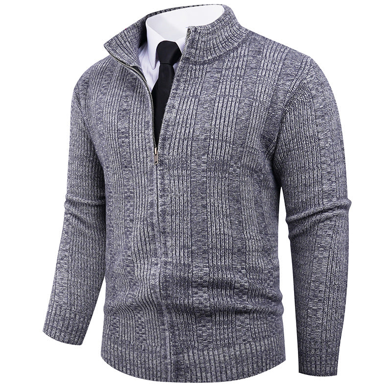 Herren Strickpullover mit Stehkragen und durchgehendem Reißverschluss Echoarchiv