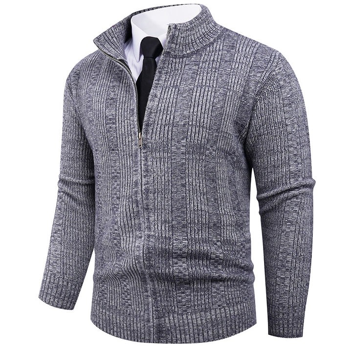 Herren Strickpullover mit Stehkragen und durchgehendem Reißverschluss Echoarchiv