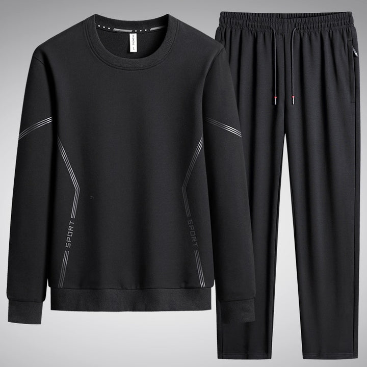 Herren Sportliches Freizeit-Jogginganzug-Set aus atmungsaktivem Funktionsfleece mit Rundhalsausschnitt & Kordelbund Echoarchiv