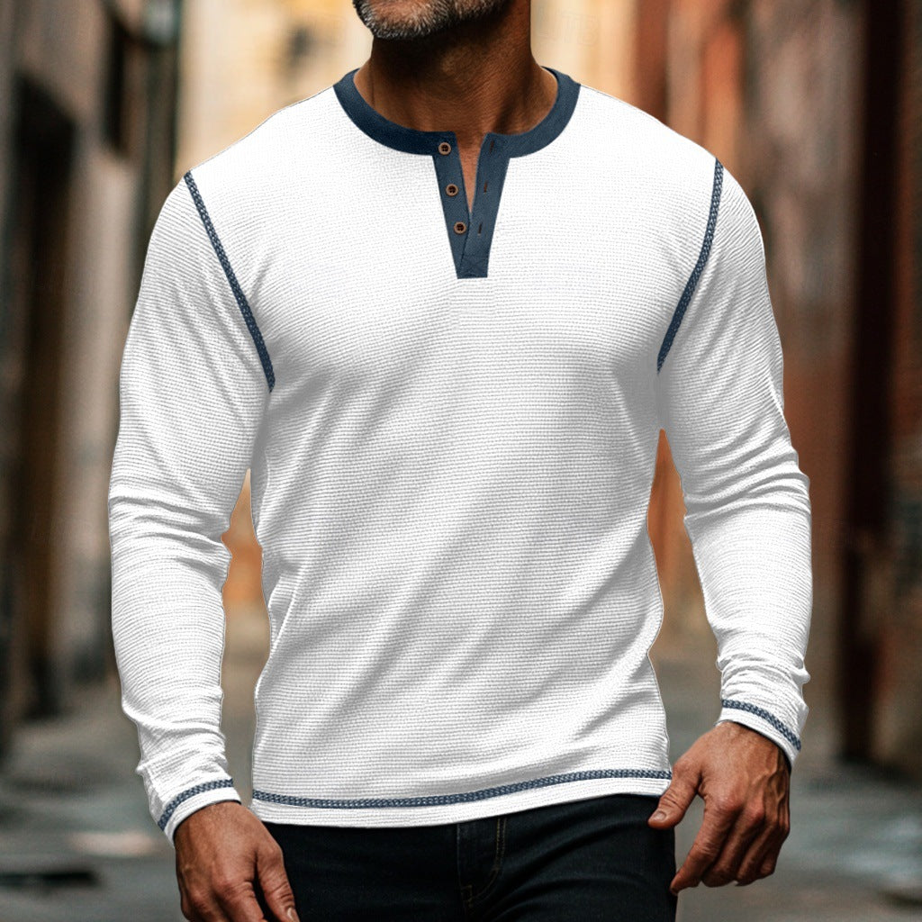 Herren Langarm-Henley-Shirt mit modernem Design Echoarchiv