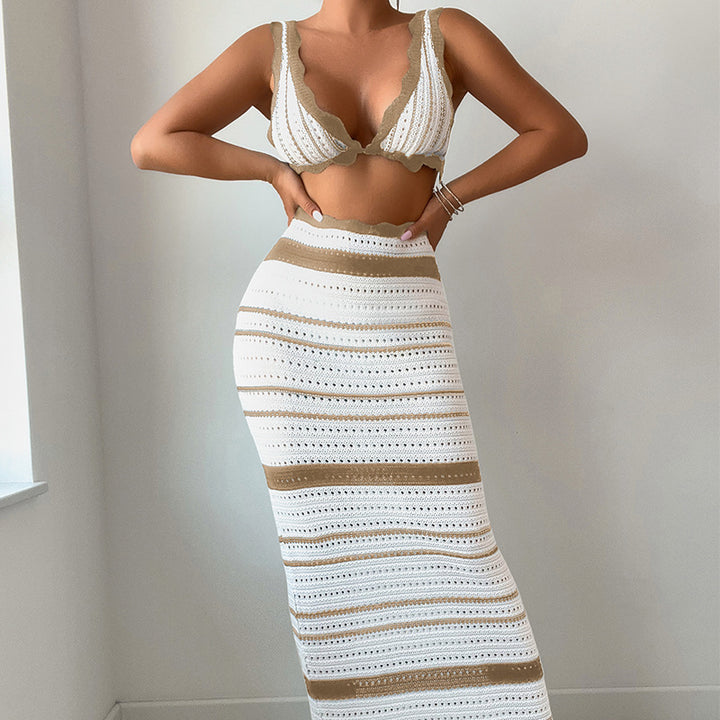 Damen Häkel-Crop-Top und Maxirock Set Echo Archiv