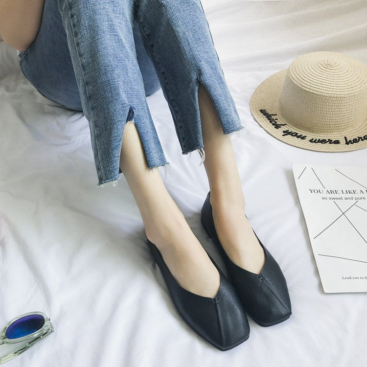 Damen nan quadratische Ballerina-Slipper aus weichem Kunstleder mit gepolstertem Komfortfußbett Echo Archiv