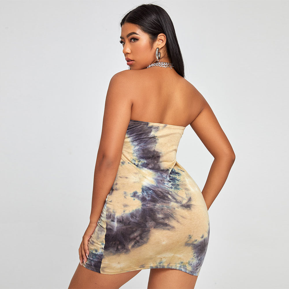 Damen Tube-Kleid mit luxuriösem Batik-Muster und elastischem Saum Echo Archiv