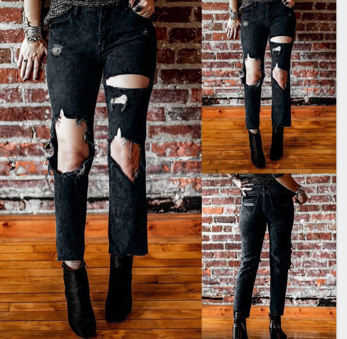Damen Destroyed Jeans mit hoher Taille und lässigem Schnitt Echo Archiv