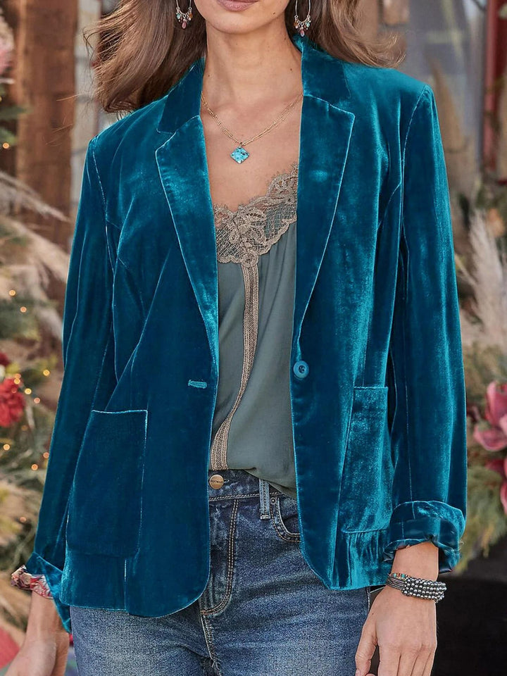 Damen Samt-Blazer mit klassischem Revers und soften Fall – Valéne