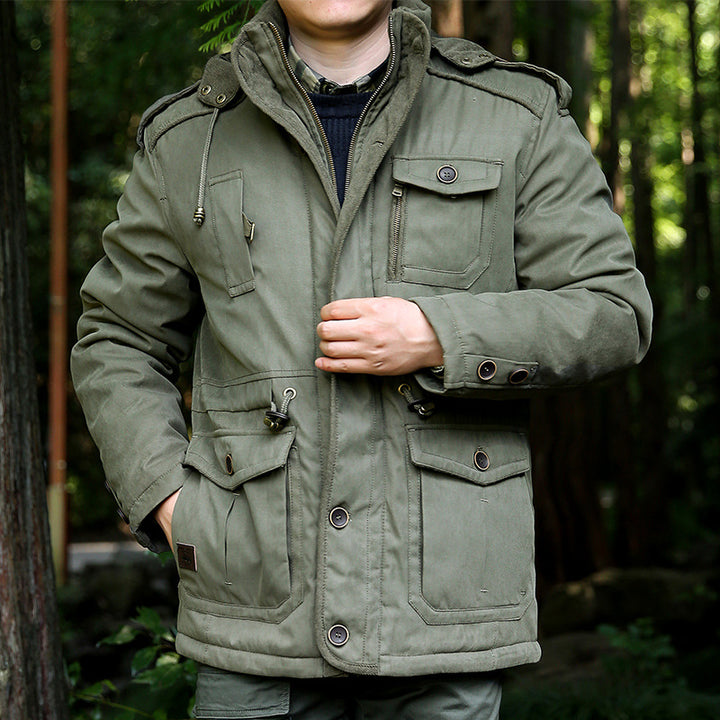 Herren nan gewatteter Fieldparka mit Kapuze, Schulterklappen und multifunktionalen Taschen Echo Archiv