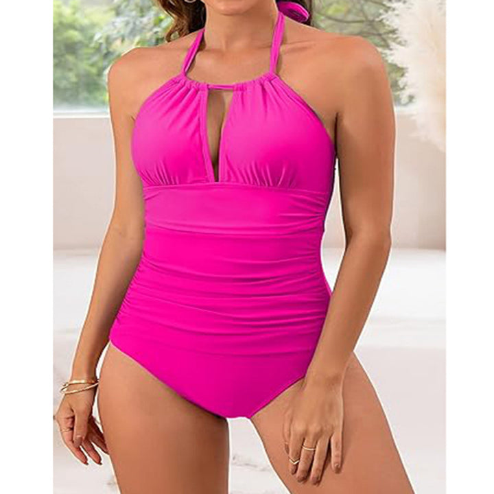 Damen Eleganter Hochwertiger Einteiler Badeanzug mit schmeichelndem Rüschendesign Echo Archiv
