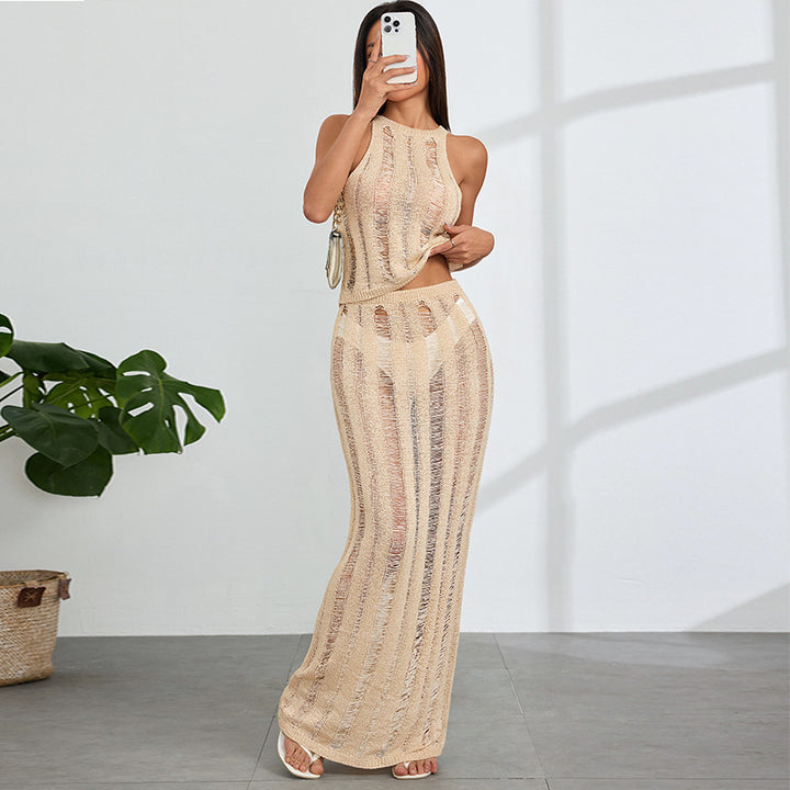 Damen Maxikleid mit transparenter Häkelstruktur und modischen Cut-Outs Echo Archiv