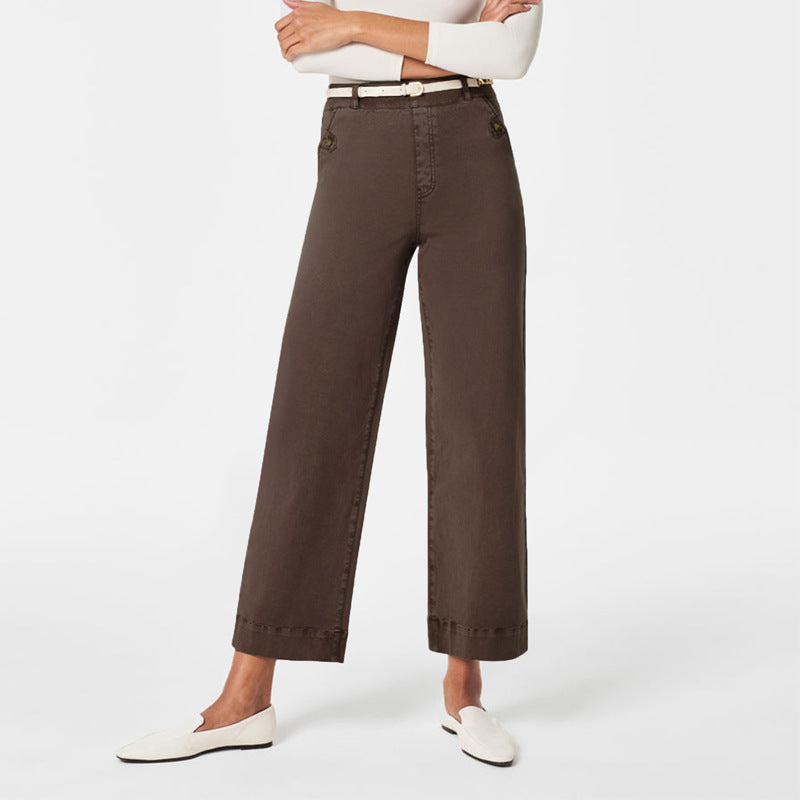 Damen Weite High-Waist Hose mit modischen Knopfdetails Echo Archiv