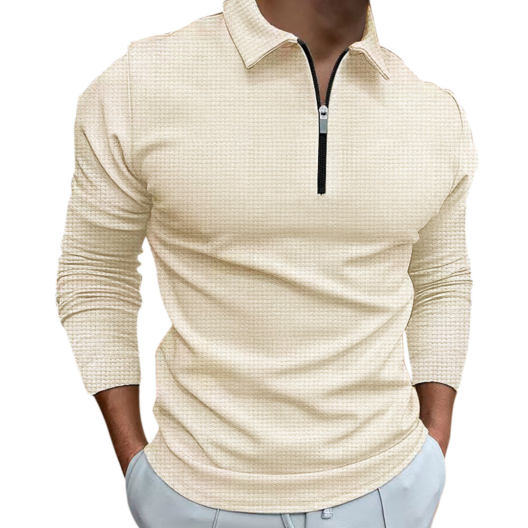 Herren Polo-Shirt mit Reißverschluss und strukturiertem Design Echoarchiv