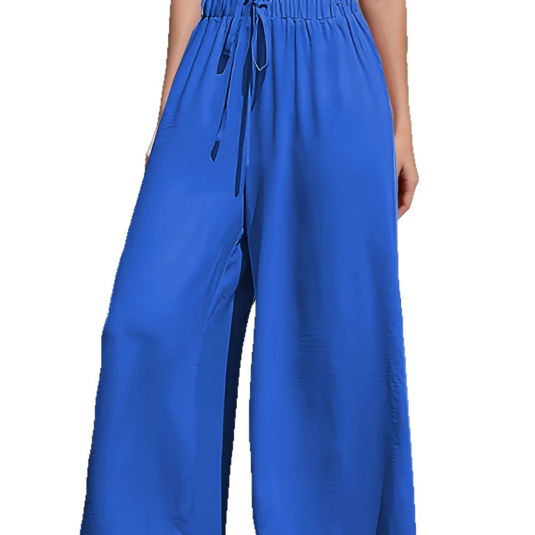 Damen Weite Palazzo‑Hose mit Paperbag‑Bund und Kordelzug – Avélisse