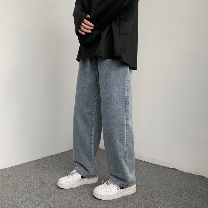 Herren Locker-sitzende Denim-Hose mit elastischem Tunnelzugbund und weitem Bein Echo Archiv