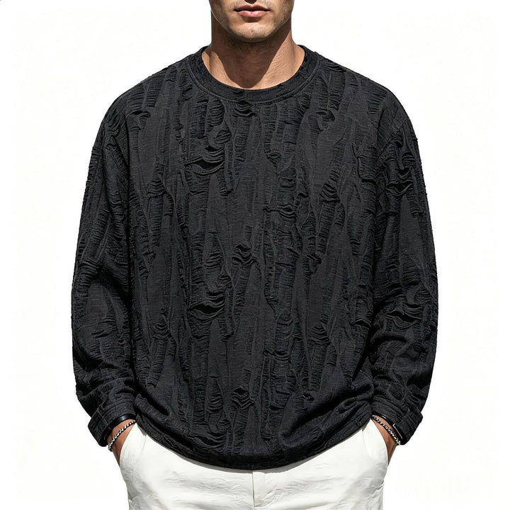 Herren Oversize-Sweatshirt mit ausgefranstem Look und strukturierter Rippoptik Echo Archiv
