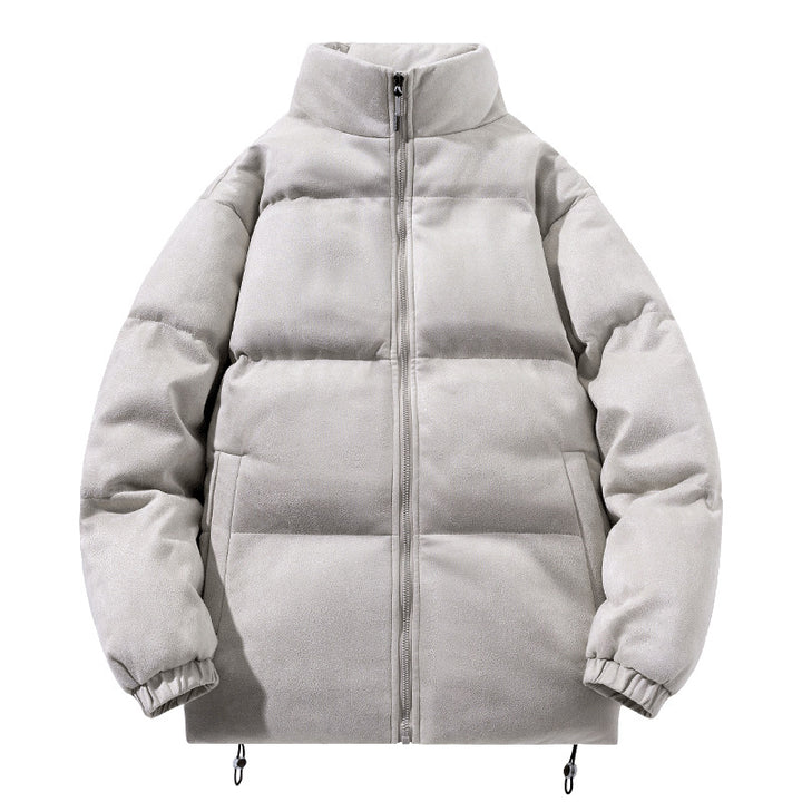 Herren breite Blocksteppjacke mit gepolsterter Thermo-Füllung, hohem Stehkragen und Kordelzugsaum – Taviero