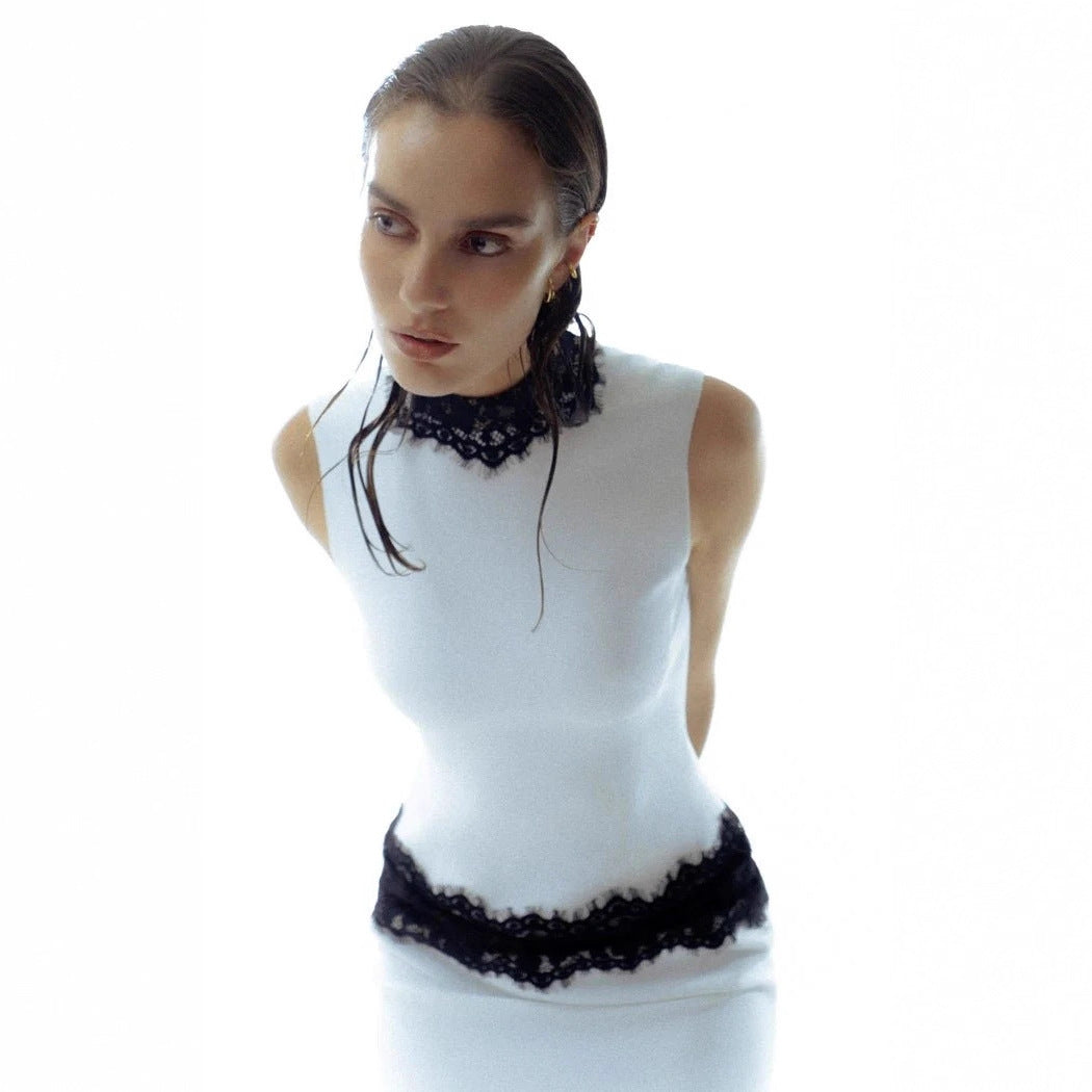 Damen Elegantes und figurbetontes Abendkleid mit Spitzenakzenten Echo Archiv