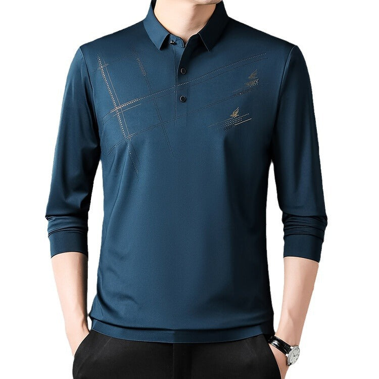 Herren Sportliches Langarm Poloshirt mit innovativem Design Echoarchiv