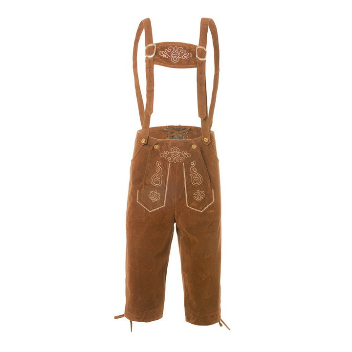 Herren nan traditionelle Wildleder Lederhose mit bestickten Trägern und Kniebund Echo Archiv