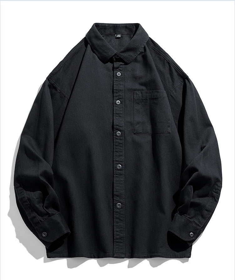 Herren Lockeres Overshirt-Hemd aus Baumwollmix mit Brusttasche und überschnittener Schulter Echoarchiv