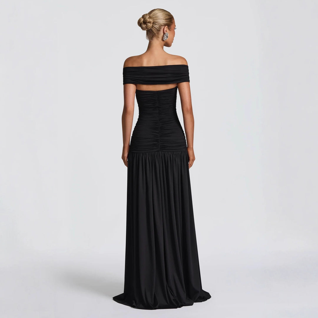 Damen Off-Shoulder Maxikleid mit Cut-Out und Faltenwurf Echo Archiv