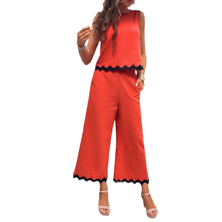 Damen Zweiteiliges Set mit Crop-Top und weitem Hosen Echo Archiv