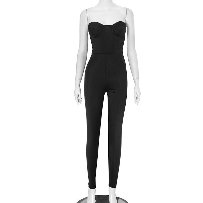 Damen figurbetonter Jumpsuit mit trägerlosem Design und elegantem Schnitt Echo Archiv