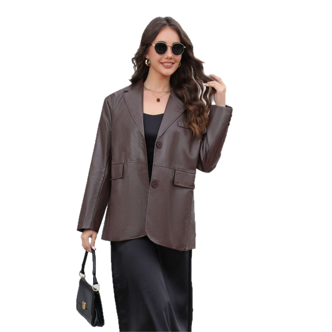Damen Kunstleder-Blazer im Longline-Schnitt – Valéne