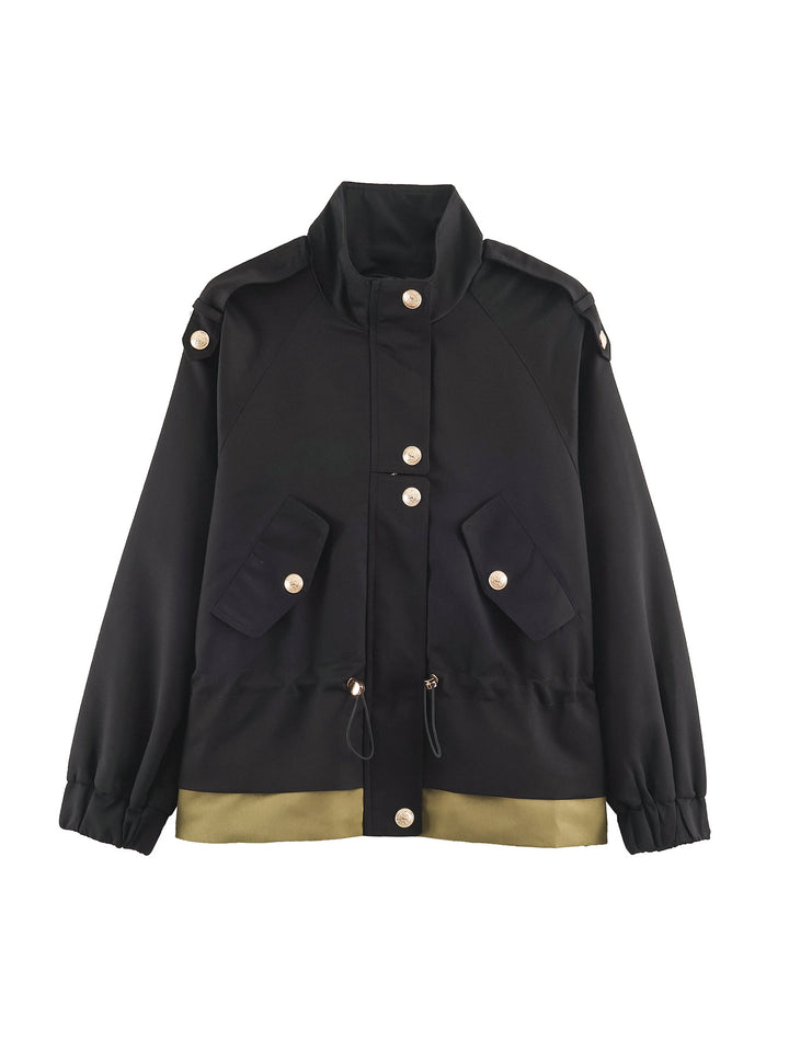 Damen Kurzjacke mit Stehkragen, Tunnelzugtaillierung und Pattentaschen Echo Archiv