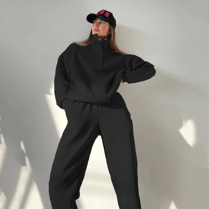 Damen nan kuscheliges Oversize Fleece-Set mit Stehkragen und Jogger Echo Archiv