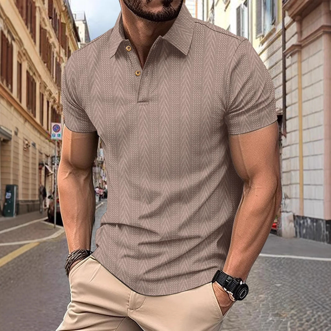 Herren Kurzarm Poloshirt mit strukturiertem Design und eleganter Knopfleiste Echoarchiv