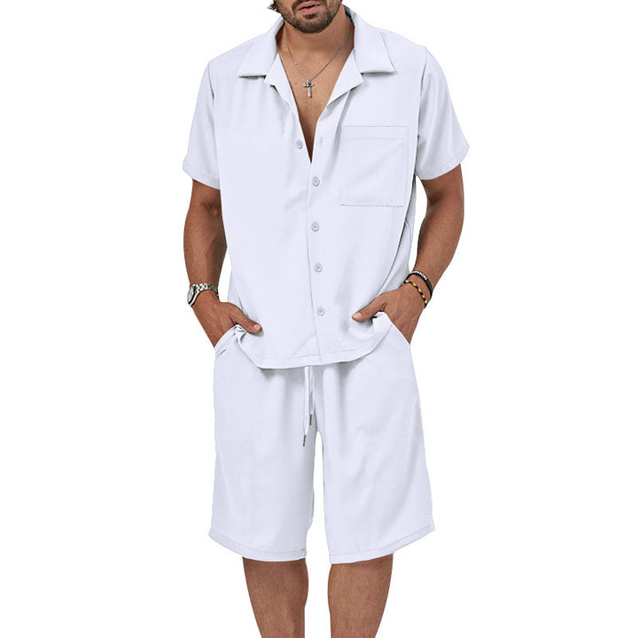 Herren lässiges Freizeit-Set mit Kurzarmhemd und Shorts Echoarchiv