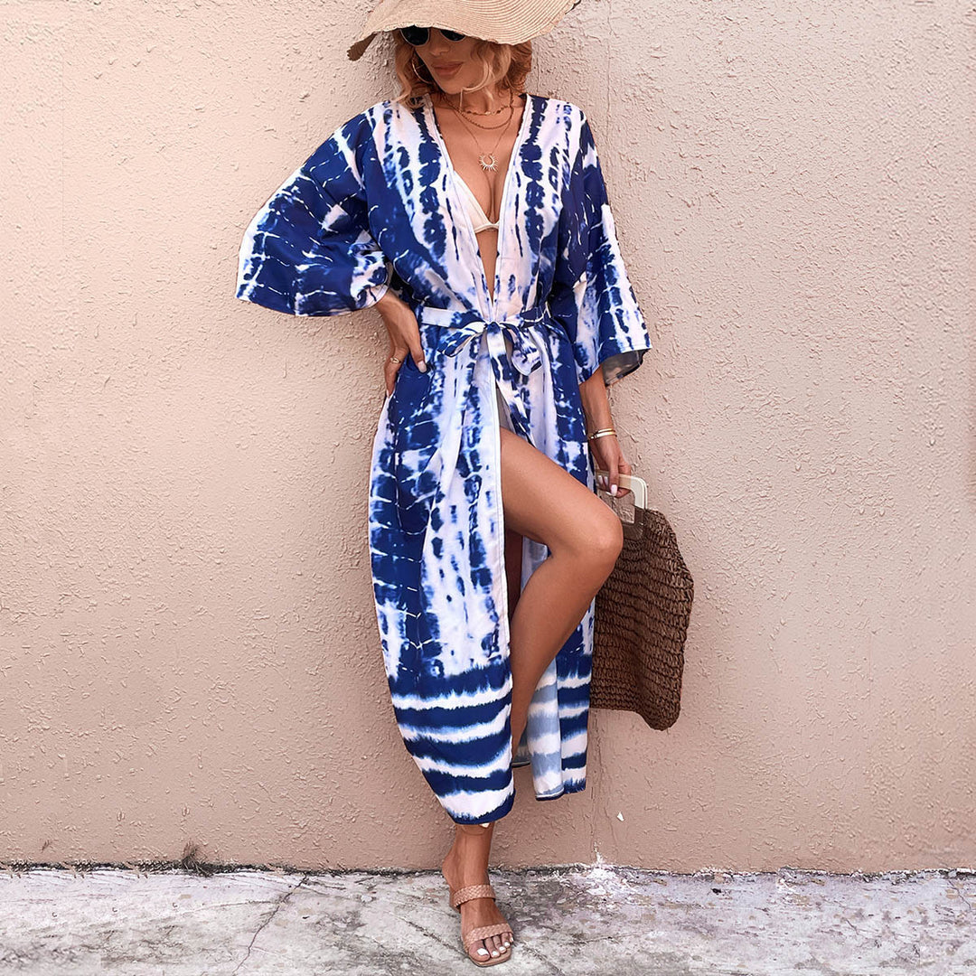 Damen Wickel-Kimono-Überwurf mit praktischem Bindegürtel Echo Archiv